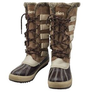 Skechers Womens Highlanders Brown Suede Upper Thinsulate Winter Boots Size 7 NEW
